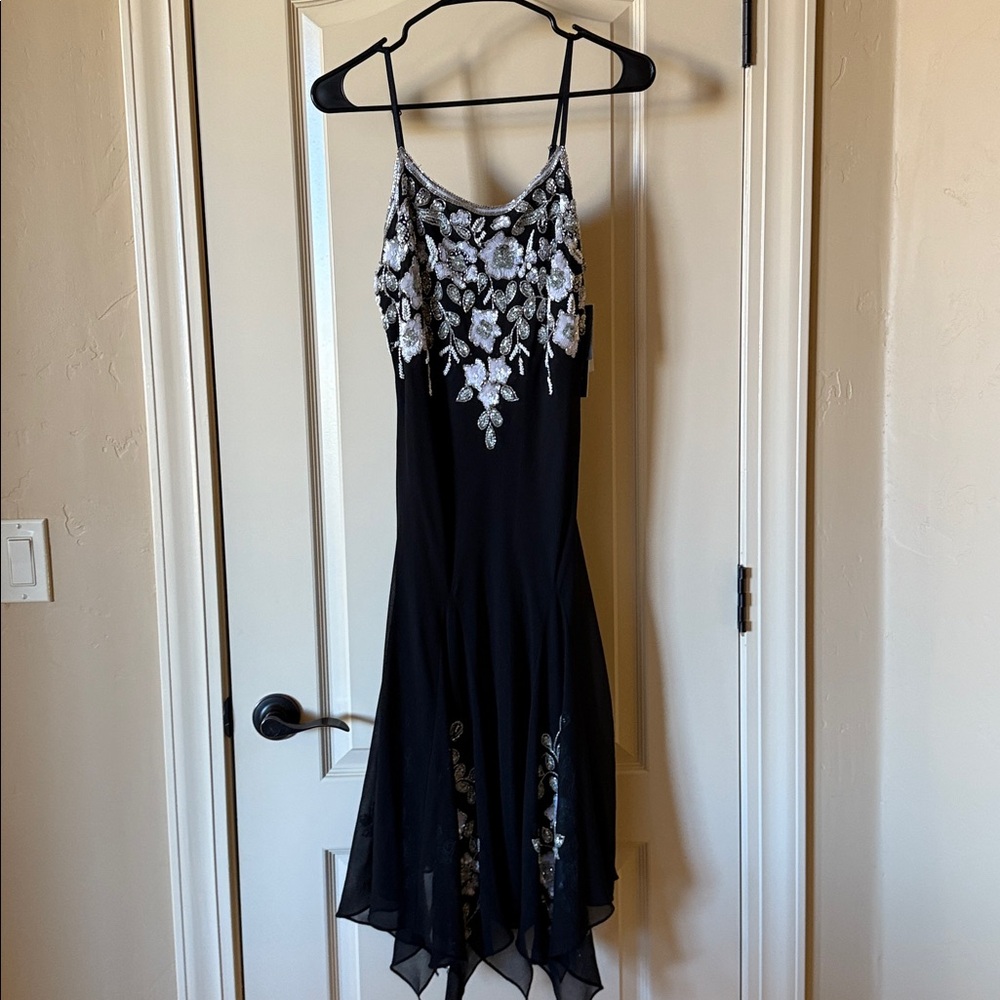 J KARA - Elegant Black and Silver Embellished Dress